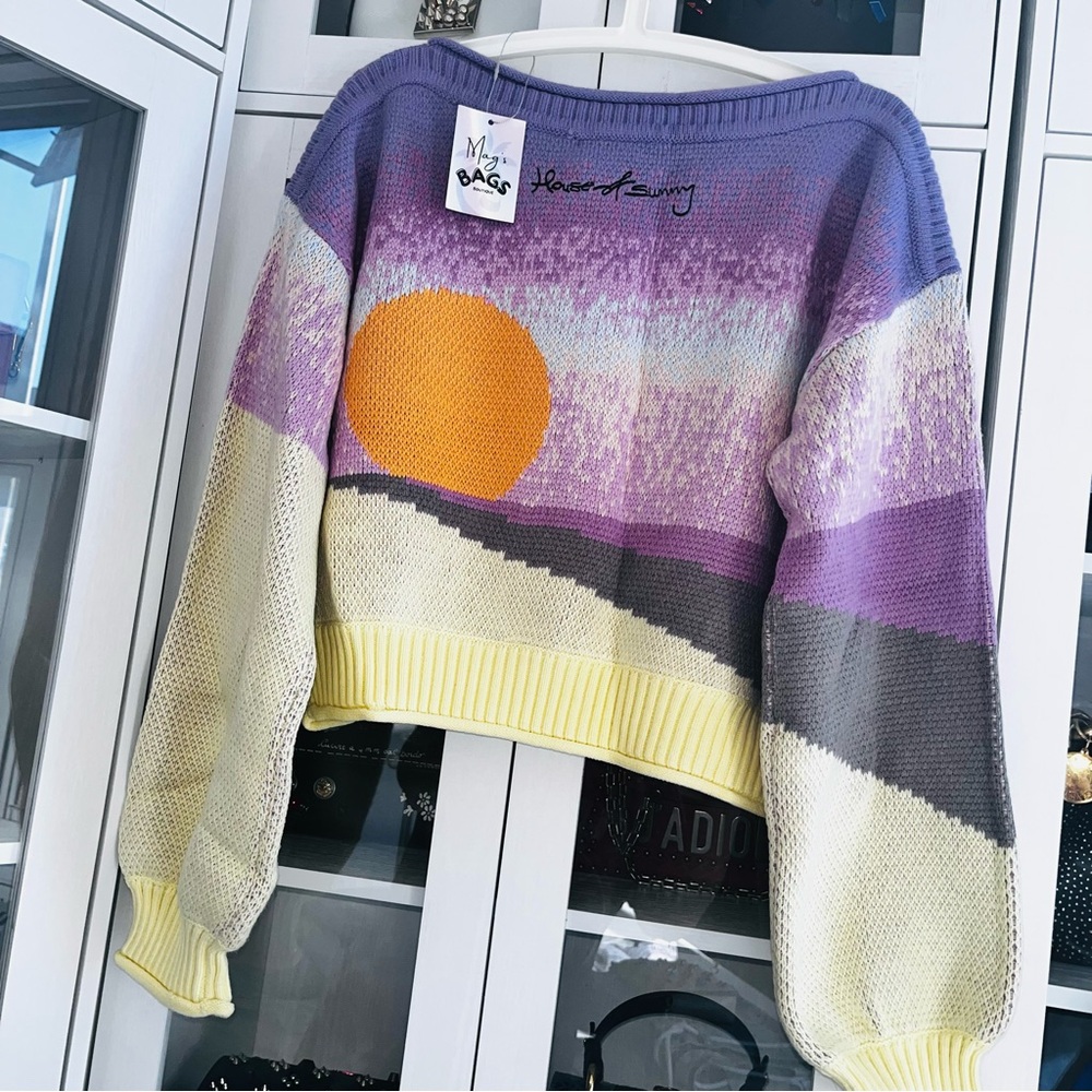 House of Sunny: Limited Edition Travel Flight Off-Shoulder Sweater Top - Picture 6 of 14